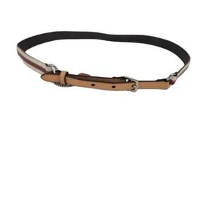 Coach Red White Stripe Coach Creed Tab Leather Belt Size Medium